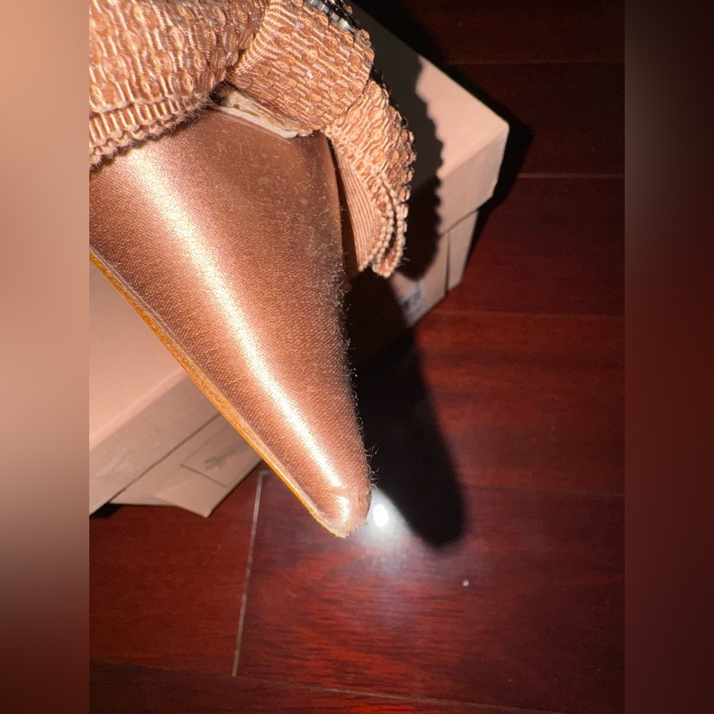 Miu Miu Nude/Rose satin Slingback Heels with Bow - Picture 6 of 12